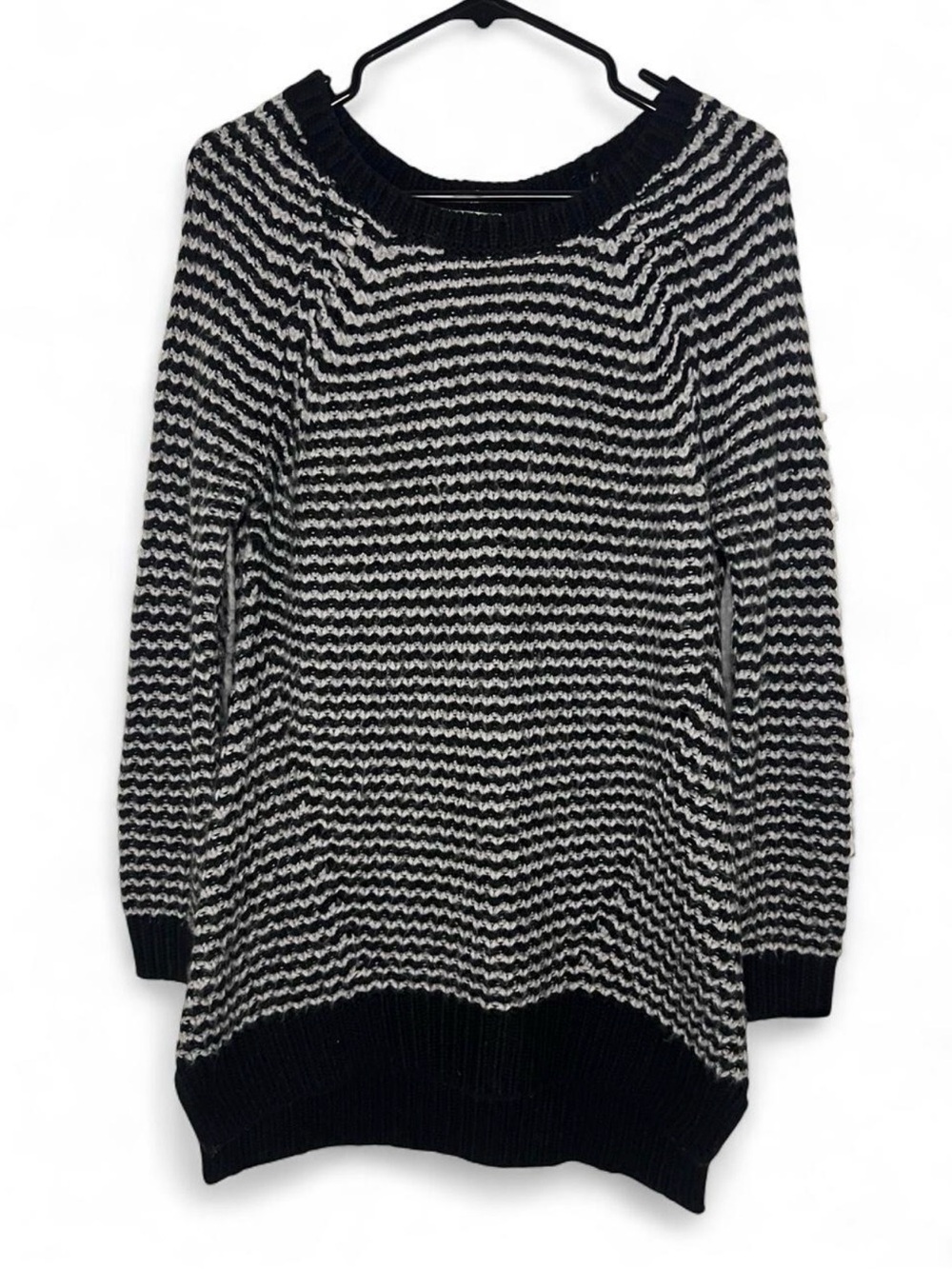Caslon Black and White Striped Crewneck Sweater